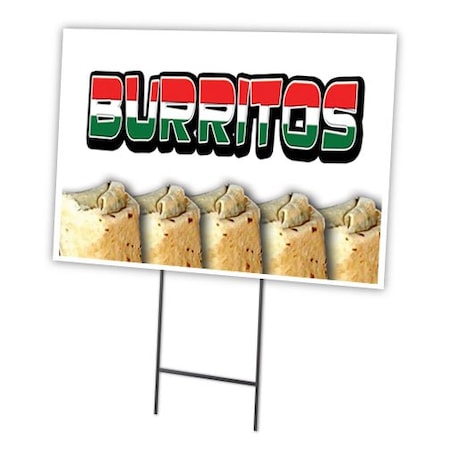 Burritos Yard Sign & Stake Outdoor Plastic Coroplast Window